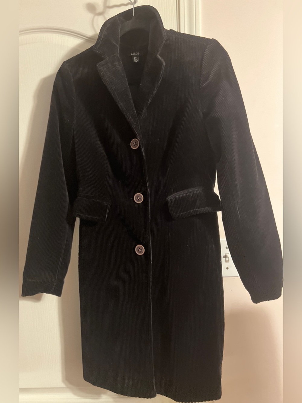 Jacob Black Corduroy Notch-Collar Trench Coat
